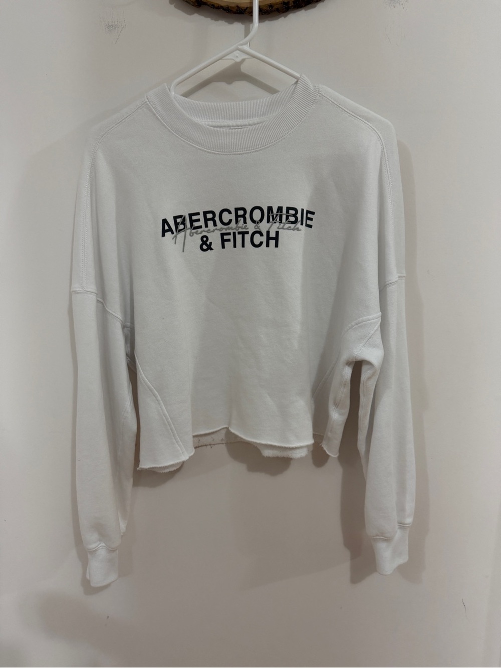 Abercrombie & Fitch White Pullover Sweatshirt